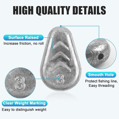 No Roll Sinkers Fishing Weights, Flat Weights No Snag Inline Slip Sinkers Catfish Weight for Freshwater Saltwater Surf Fishing