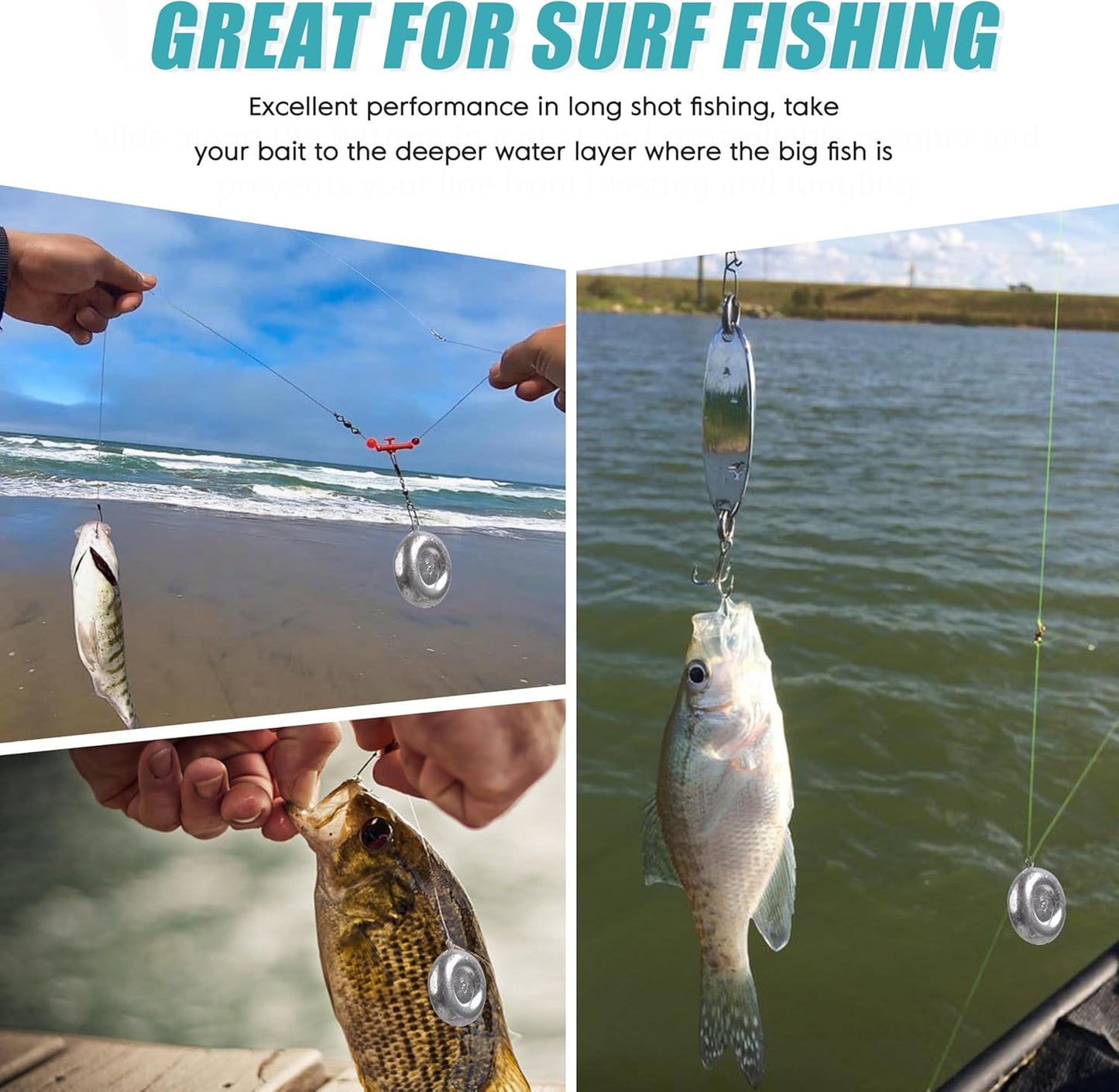 Disc Sinkers Fishing Weights, Coin Fishing Sinkers Weights Saltwater Surf Fishing Weights Bottom Drifting Trolling Catfishing Fishing Sinkers Saltwater Gear Tackle 1oz 2oz 3oz 4oz 5oz 6oz 8oz