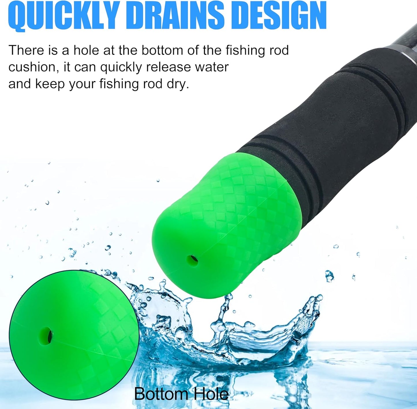 Fishing Rod Butt Cushion, Silicon Fishing Rod Butt Cap End Rod Seat Cushions Protector Pole Holder Accessory