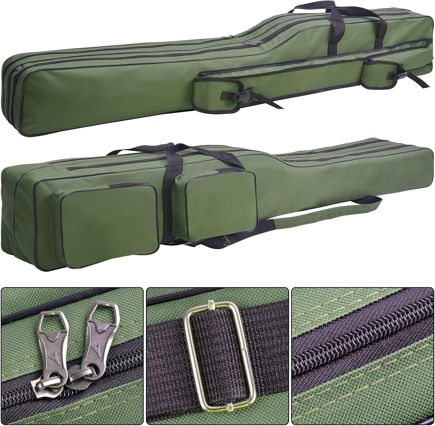 Fishing Tackle Rod Bag 4.27ft Folding Rod Case Large Capacity Fishing Gear Pole Reel Storage Bag Gifts for Men