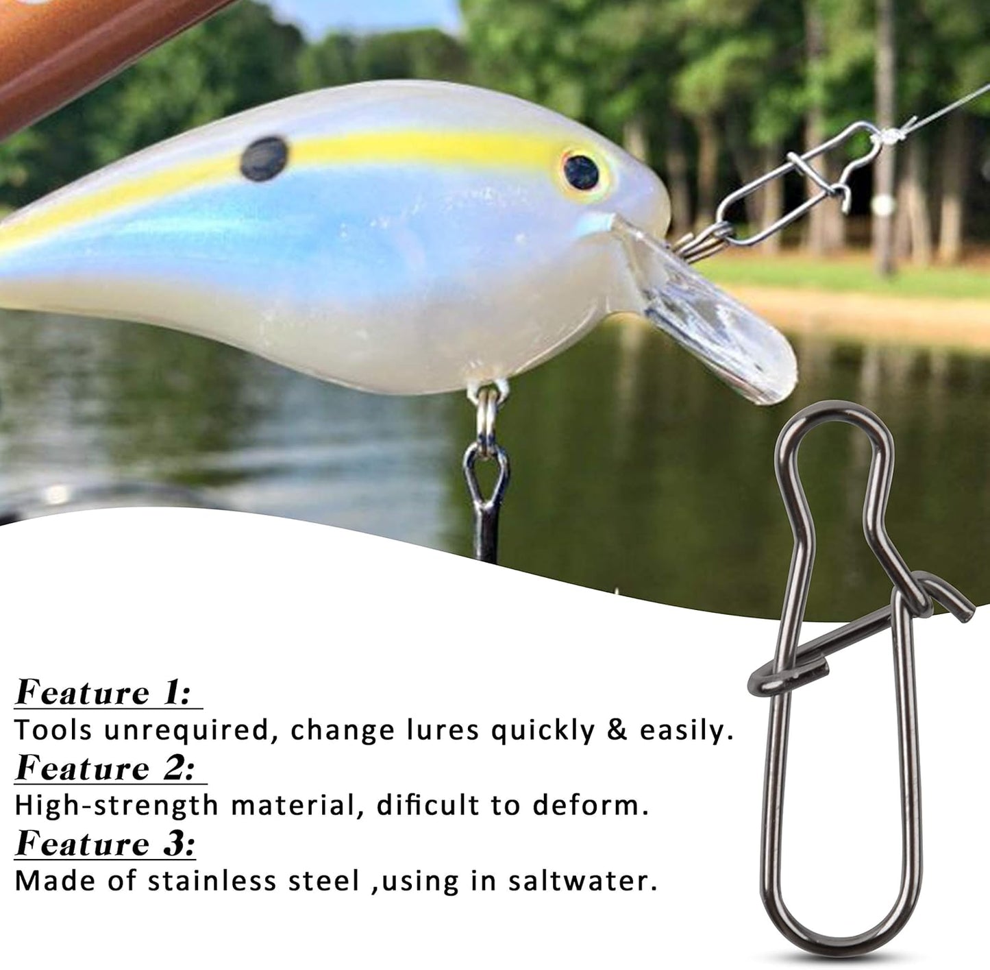 100 Pack Duo Lock Snaps Size 0-8 Black Nice Snap Swivel Solid Rings Stainless Steel USA Fishing Tackle Kit - Test: 26LB-220LB