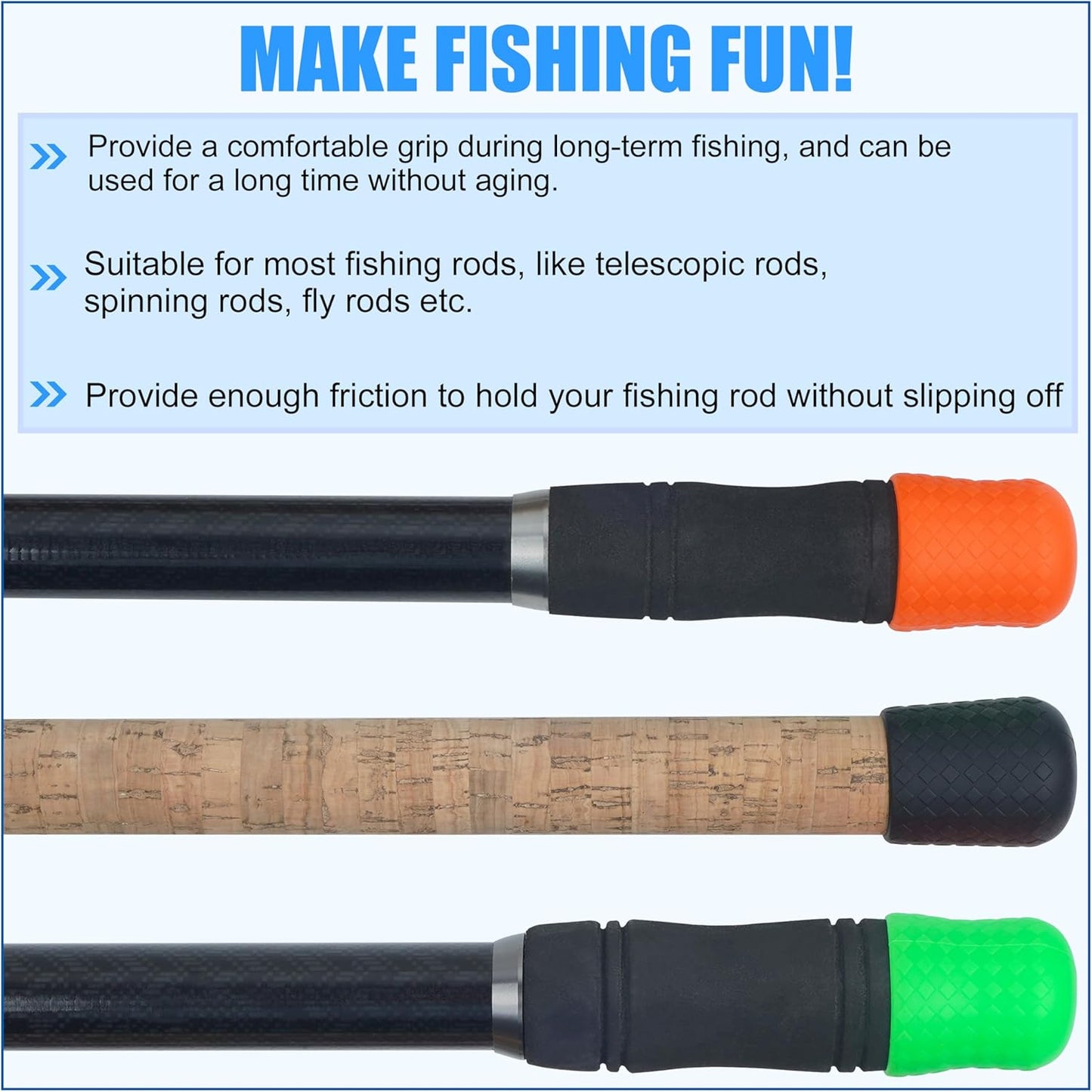 Fishing Rod Butt Cushion, Silicon Fishing Rod Butt Cap End Rod Seat Cushions Protector Pole Holder Accessory