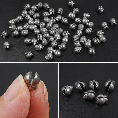 100pcs Split Shot Fishing Weights Removable Round Clip On Fly Fishing Line Sinkers Freshwater Saltwater Split Shot Fishing Sinkers Weights