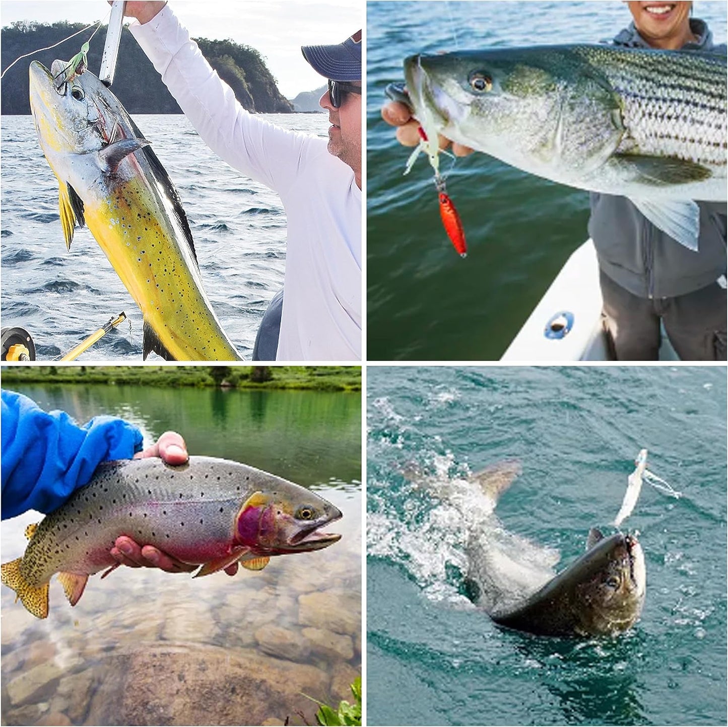 Fishing Leaders for Saltwater Freshwater, 12pcs Stainless Steel Leaders with Swivels Snaps Beads Wire Trace Leader for Lure Bait Hook Connector Fishing Line Tackle