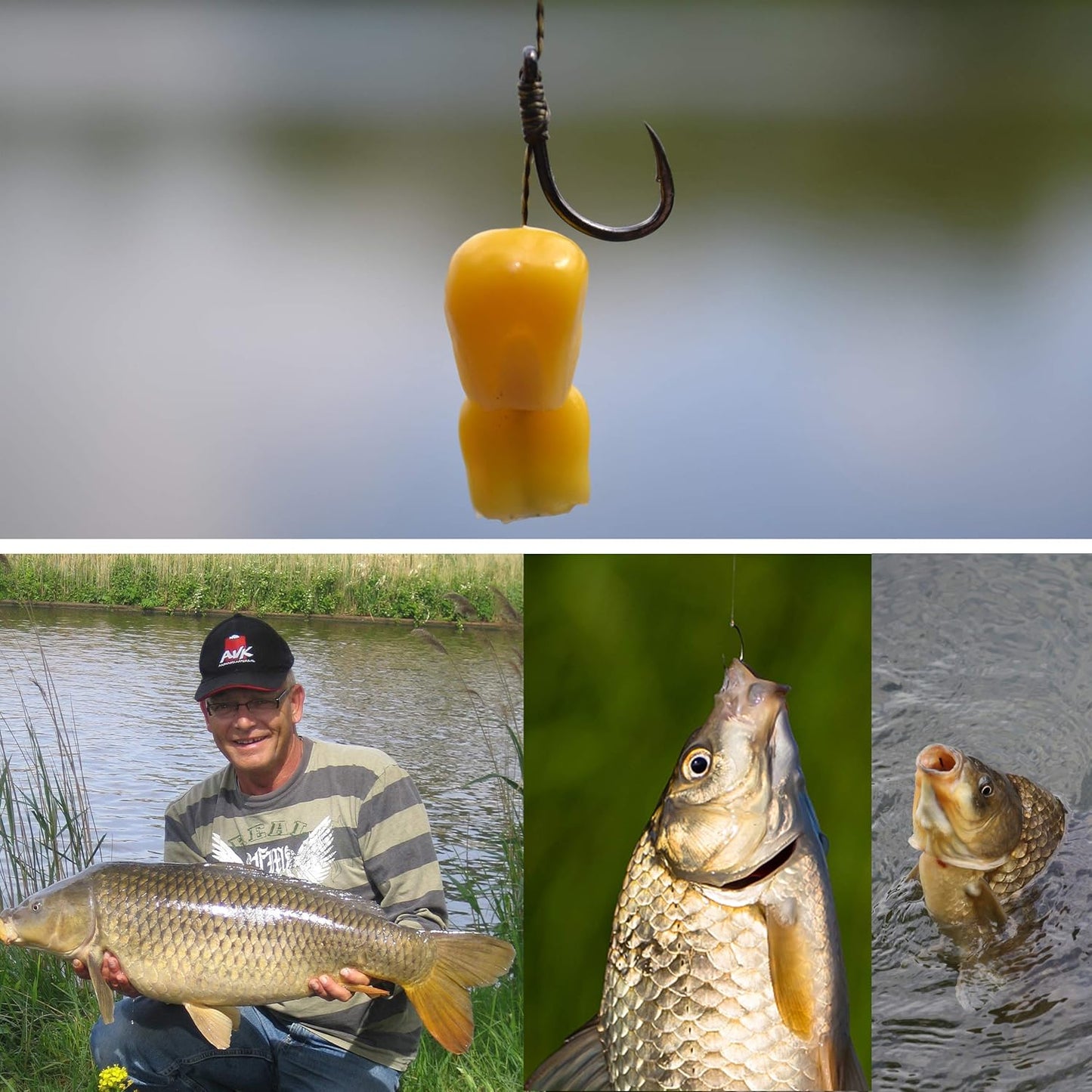 Carp Fishing Hair Rigs Kit - 18pcs High Carbon Steel Hook Rolling Swivel Boilies Carp Fishing Rigs with 2 Card Boilie Bait Stops 4 Sizes Stringer Needles 30pcs Soft Corn Baits