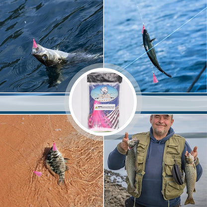 Fishing Bait Rigs Saltwater, 6pcs Fishing Rigs Flounder Rigs with Bucktail Teaser Mylar Teaser Saltwater Fishing Rigs Hi Lo Rig for Sea Bass Halibut Surf Ocean Fishing