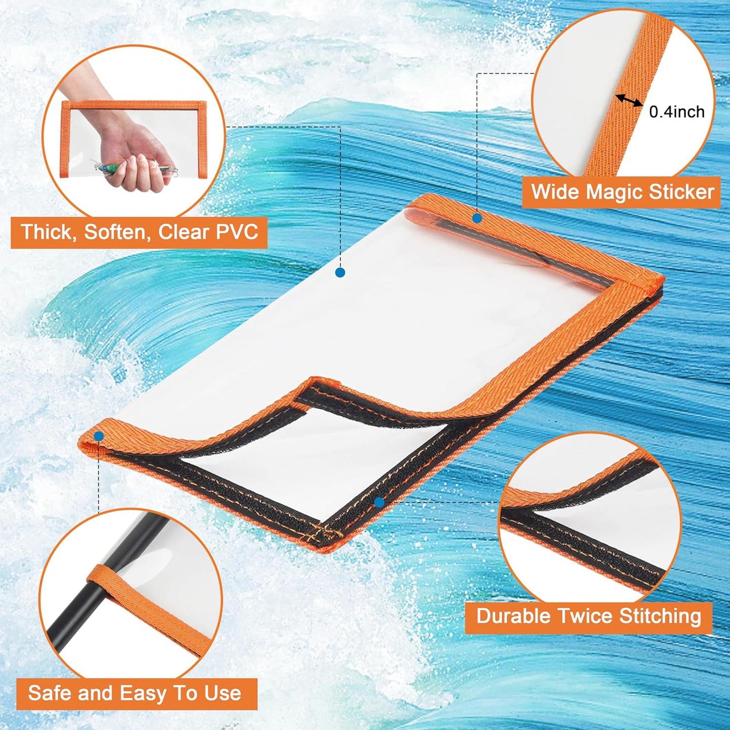 Fishing Lure Wrap, 5pcs Clear PVC Fishing Hook Covers Thicken Safe Easily See Lure Covers Bait Storage for Rod Keep Children Pets Fishermen Safe