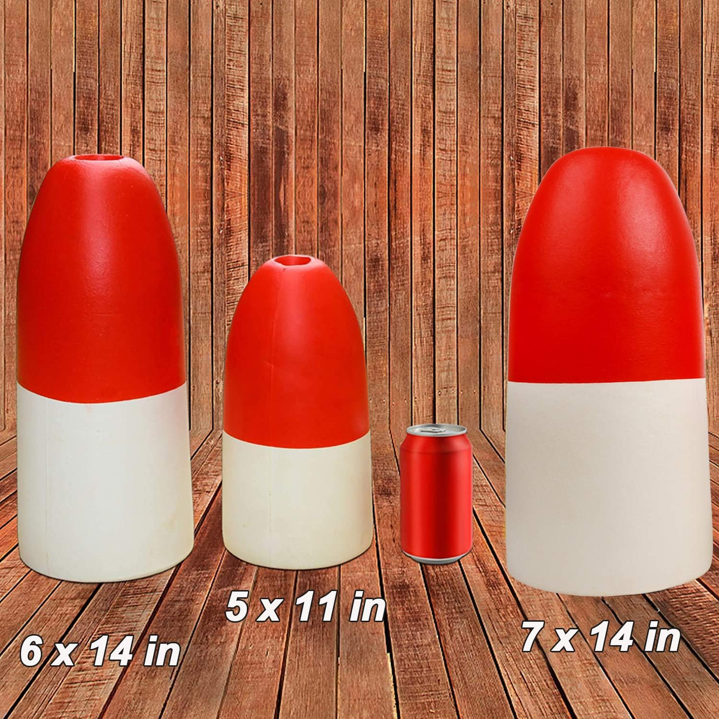Crab Fishing Trap Floats Buoy - Kayak Outrigger Stabilizer Crab Pot Markers 5x11 6x14 7x14 inch Red/White
